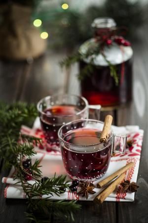 Mulled wine with spices, studio