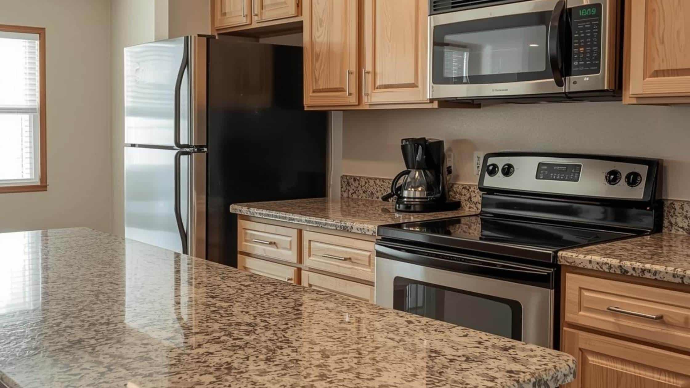 low maintenance countertops rentals families